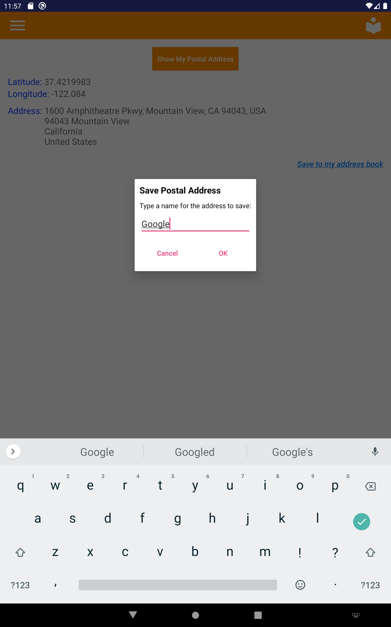 Show My Postal Address | Indus Appstore | Screenshot