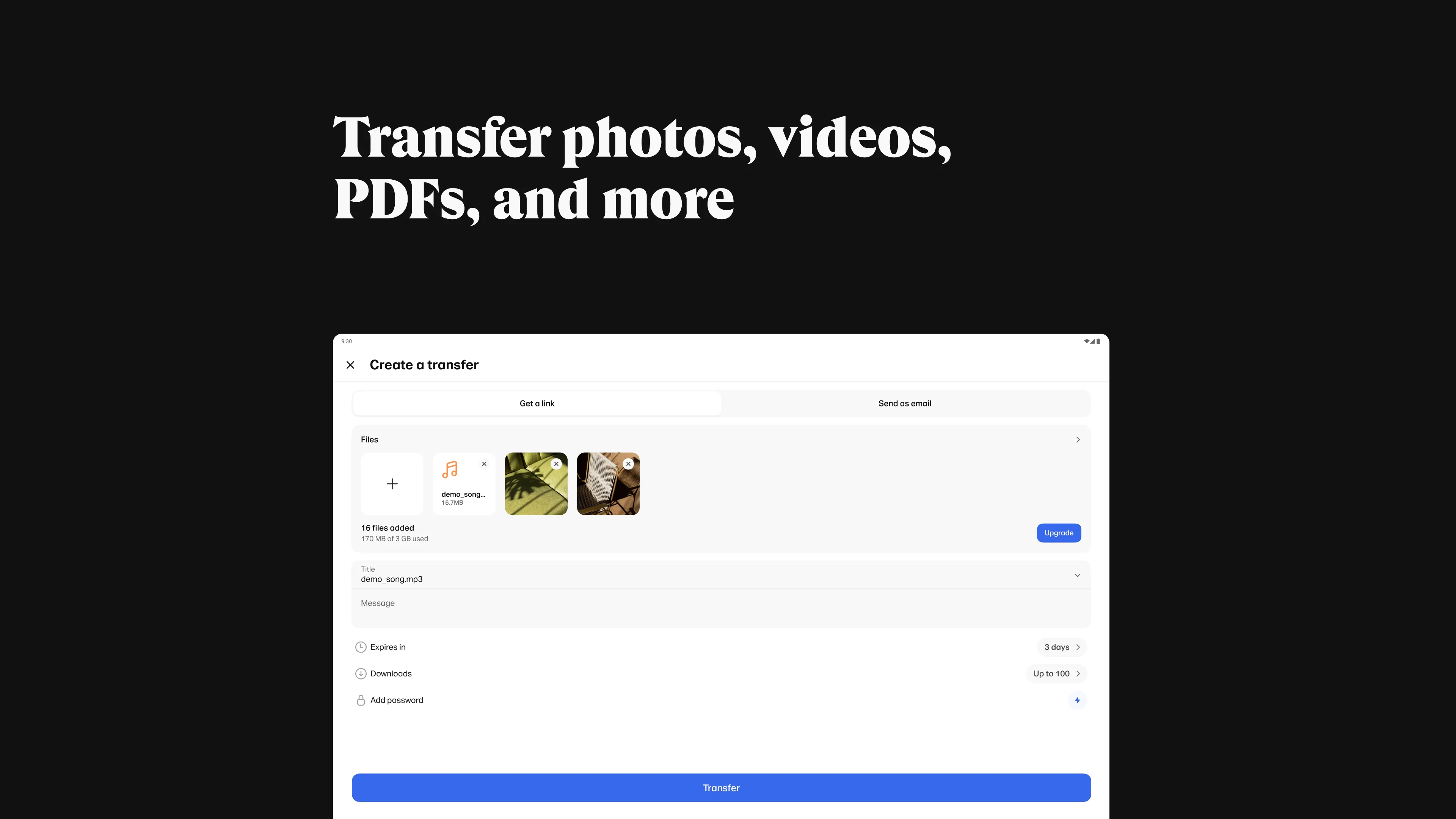 WeTransfer : File Transfer | Indus Appstore | Screenshot