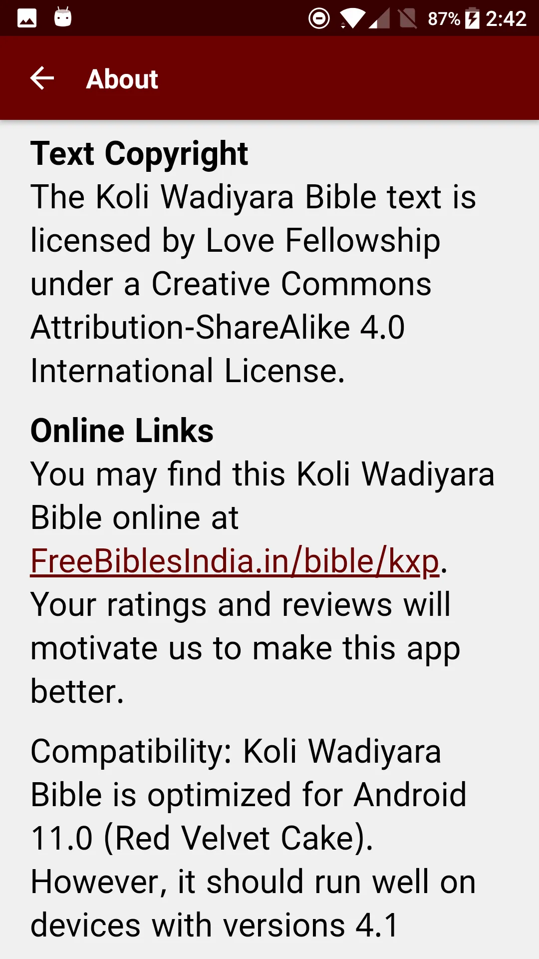 Koli Wadiyara Bible | Indus Appstore | Screenshot