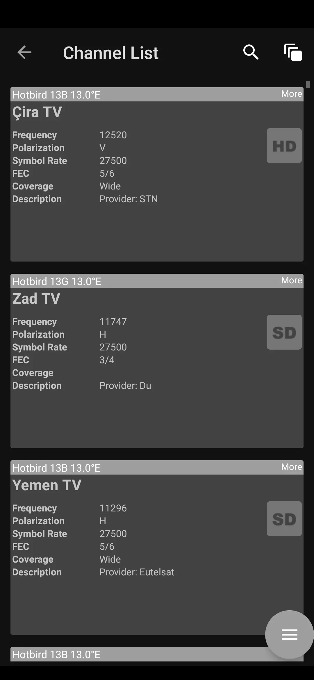 Hotbird Frequency List | Indus Appstore | Screenshot