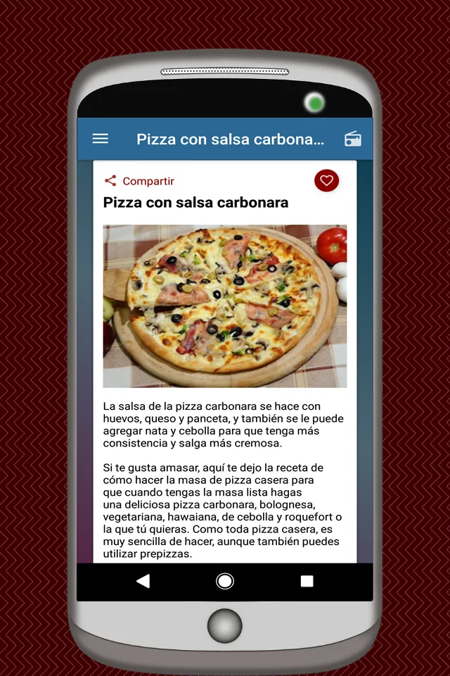 Pizza Recipe App in Spanish | Indus Appstore | Screenshot