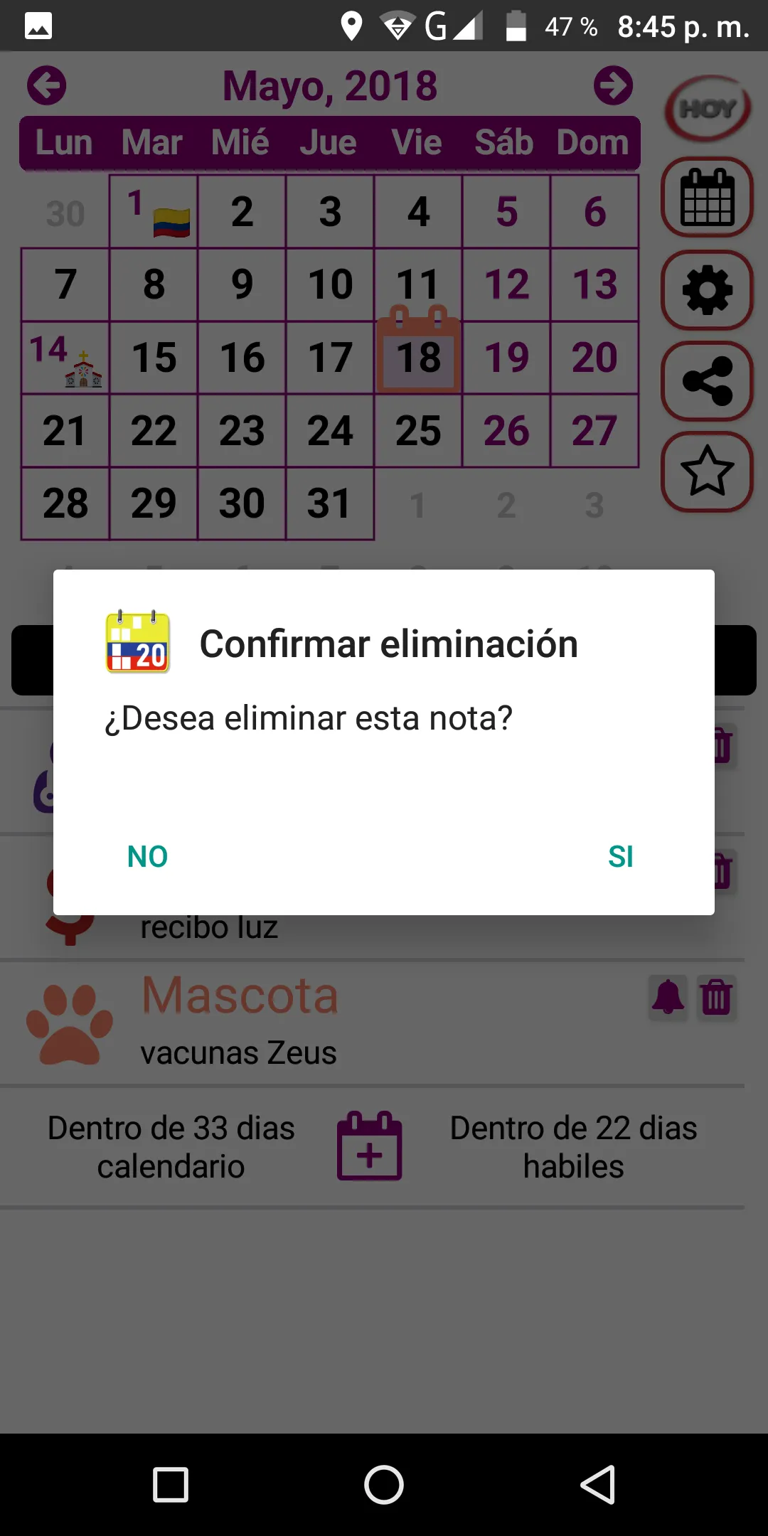 Festivos Colombia 2023, Widget | Indus Appstore | Screenshot