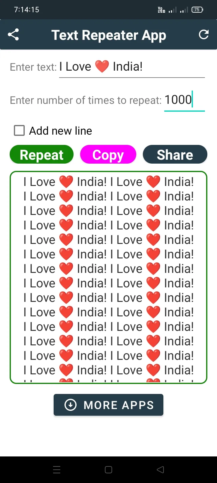 Text Repeater App | Indus Appstore | Screenshot