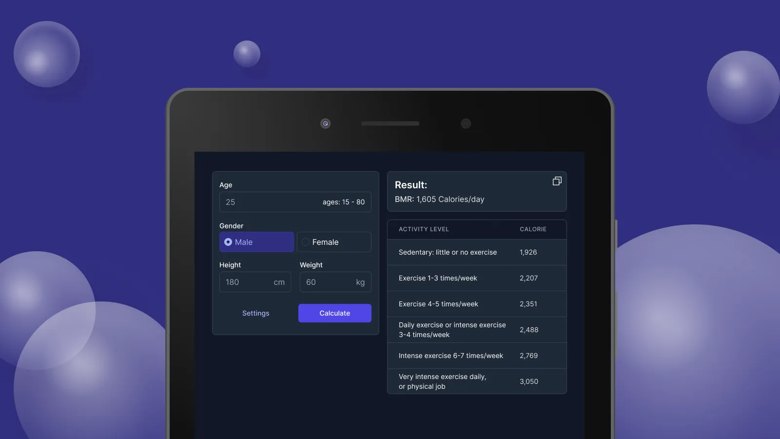 BMR Calculator | Indus Appstore | Screenshot