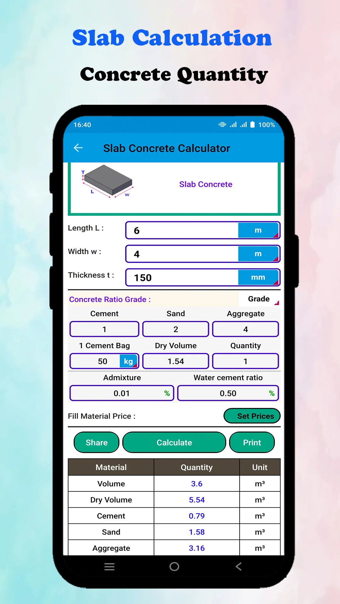 Concrete Calculator | Indus Appstore | Screenshot