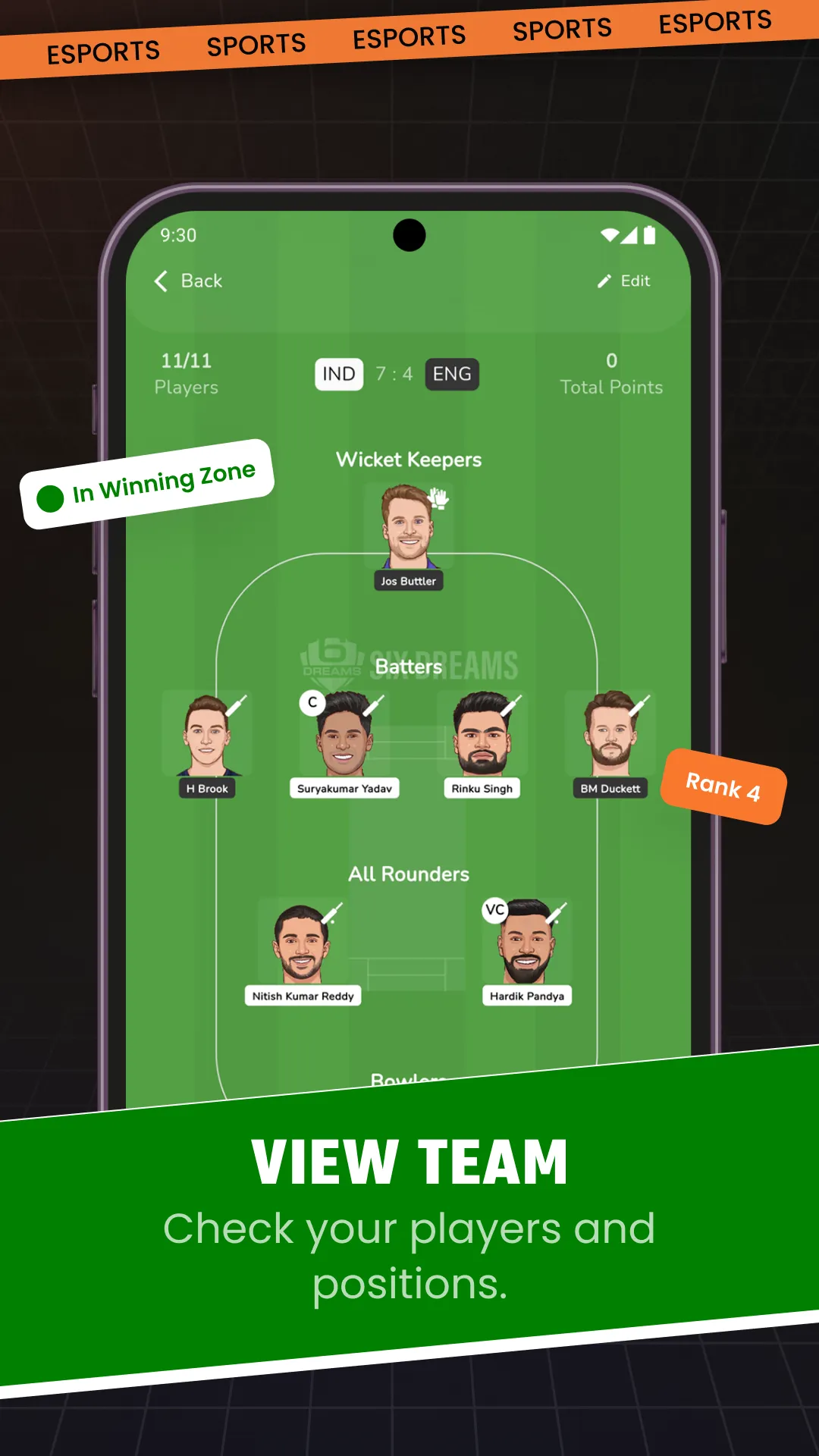 Six Dreams Fantasy Cricket App | Indus Appstore | Screenshot