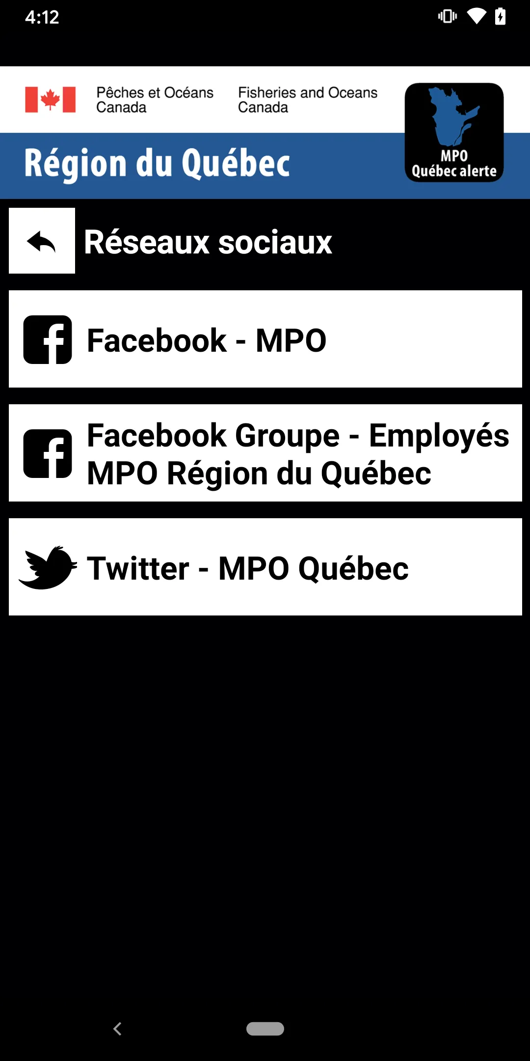 MPO Québec alerte | Indus Appstore | Screenshot