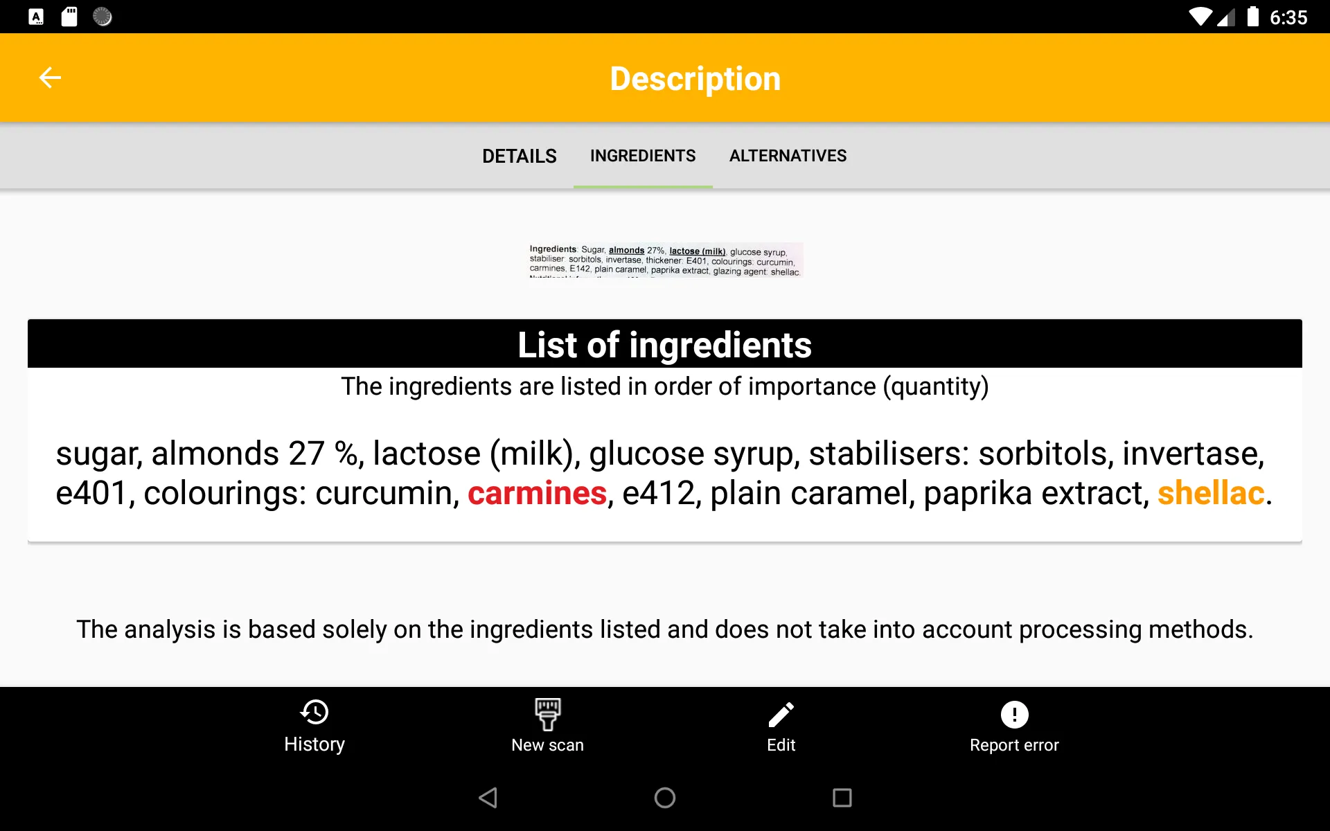 My Vegetarian Scanner | Indus Appstore | Screenshot