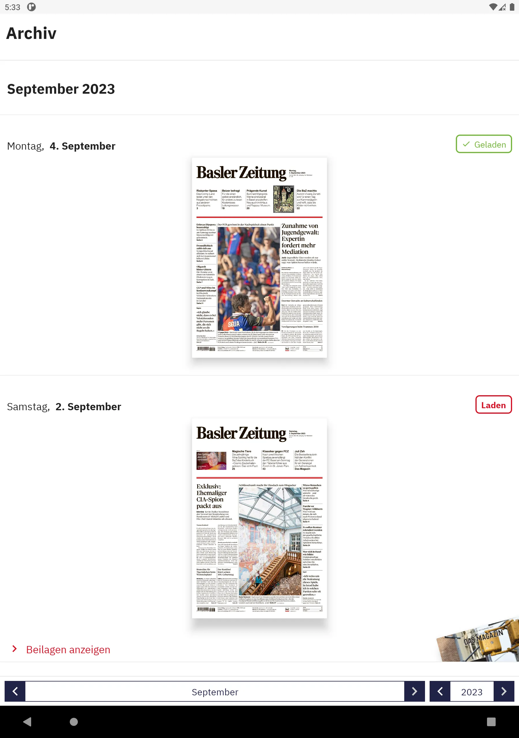 Basler Zeitung E-Paper | Indus Appstore | Screenshot