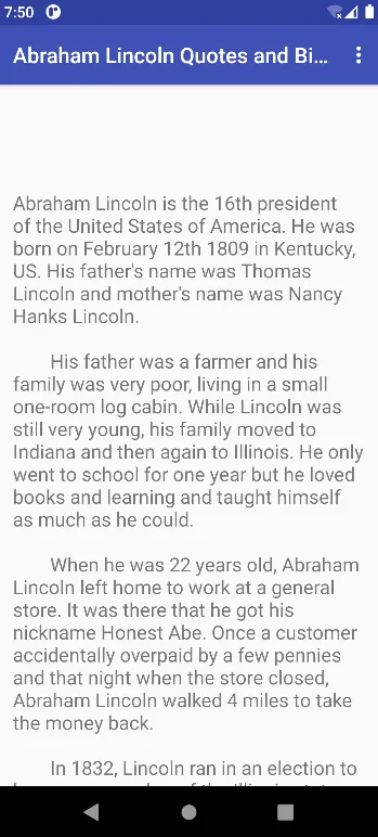 Abraham Lincoln Quotes and Bio | Indus Appstore | Screenshot