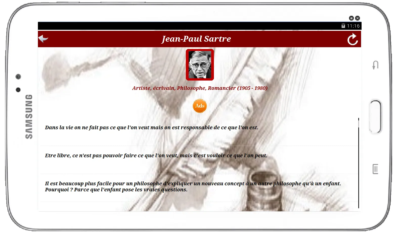 Citation De Jean-Paul Sartre | Indus Appstore | Screenshot