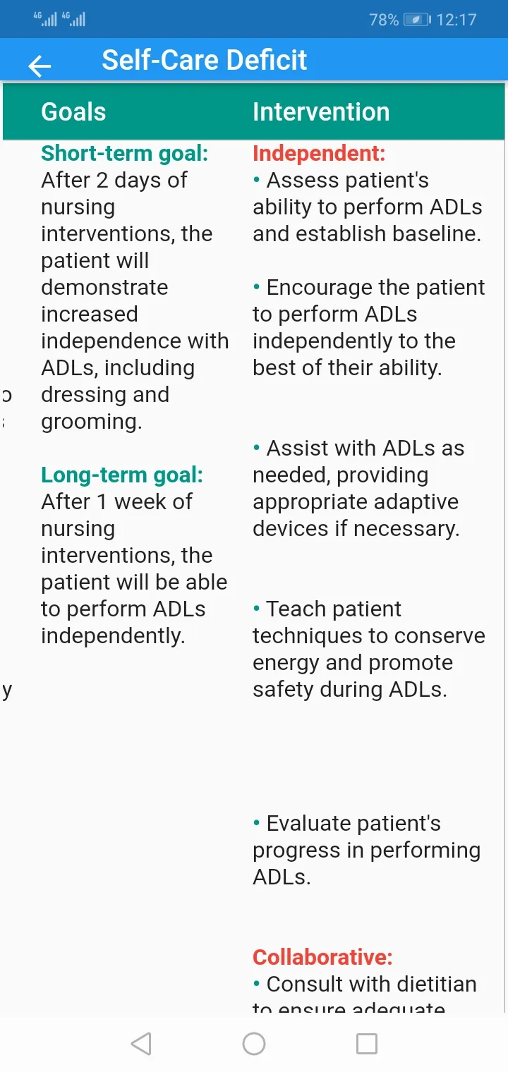 Nursing care plan tables | Indus Appstore | Screenshot