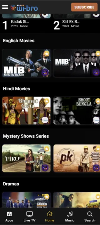 Wi-bro OTT | Indus Appstore | Screenshot