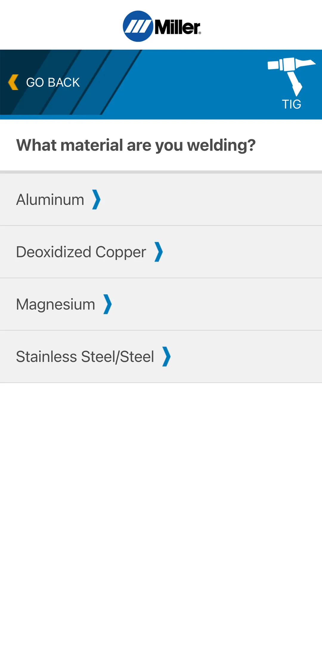 Miller Weld Setting Calculator | Indus Appstore | Screenshot