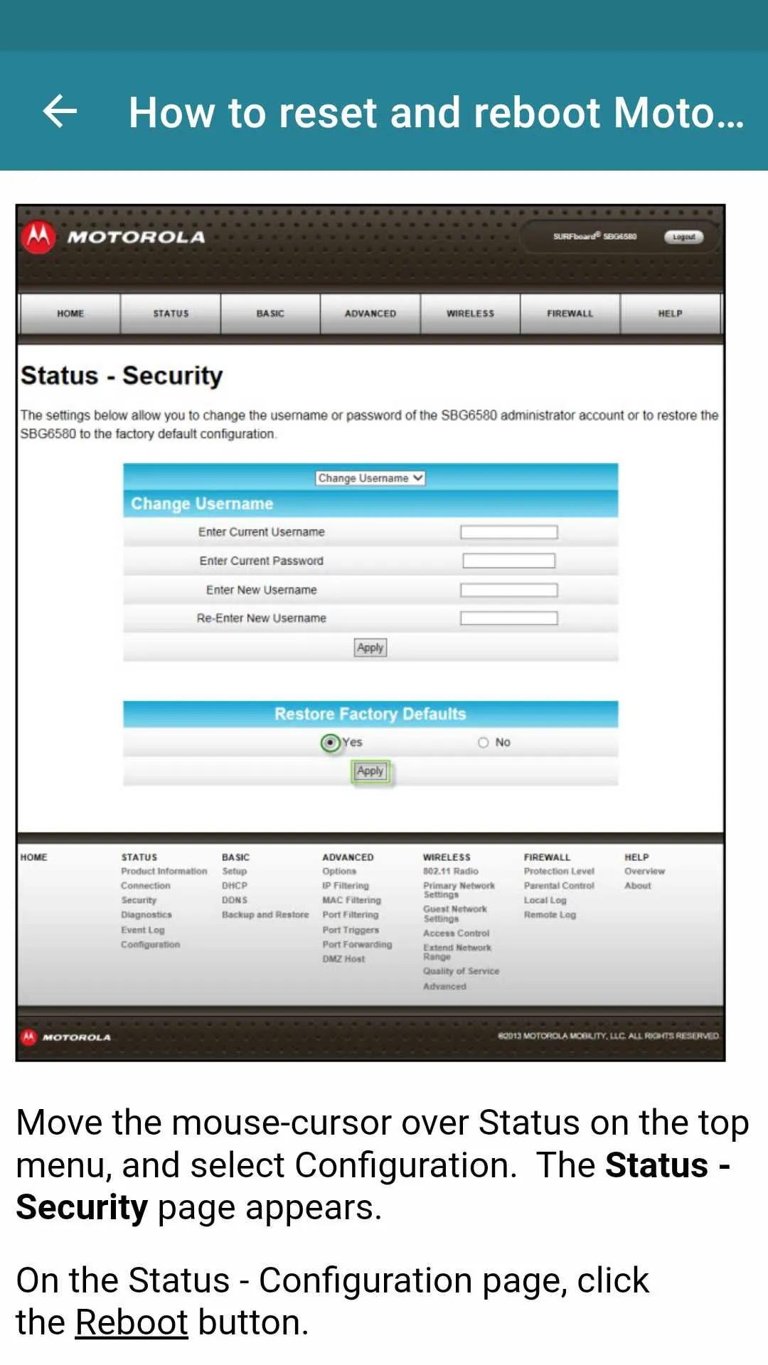 Motorola Modem Router Guide | Indus Appstore | Screenshot