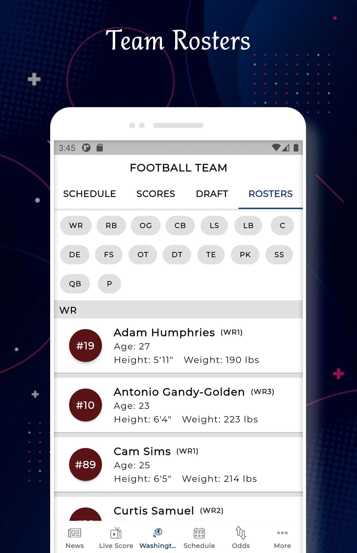 Washington - Football Score | Indus Appstore | Screenshot