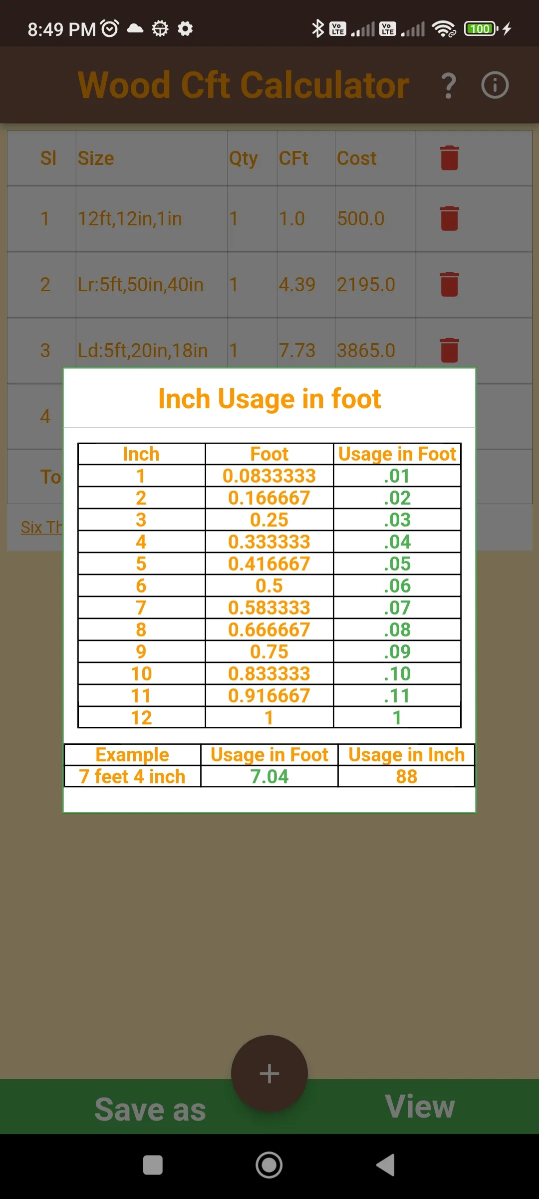 Wood CFT Calculator | Indus Appstore | Screenshot