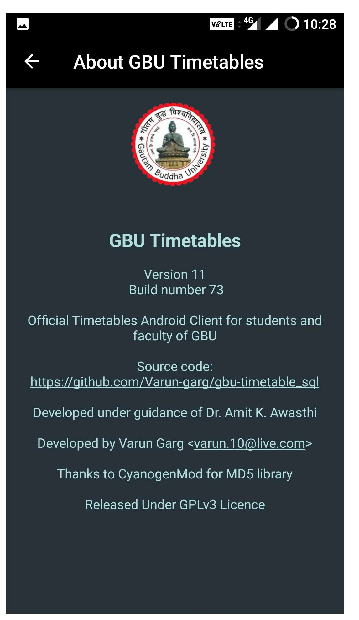 GBU Timetables | Indus Appstore | Screenshot