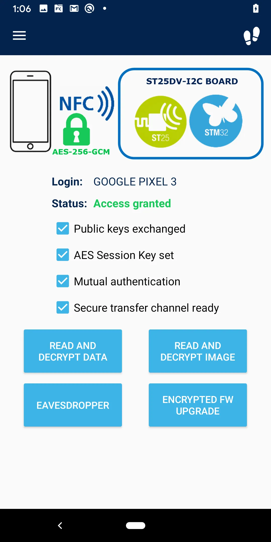 ST25DV-I2C CryptoDemo | Indus Appstore | Screenshot