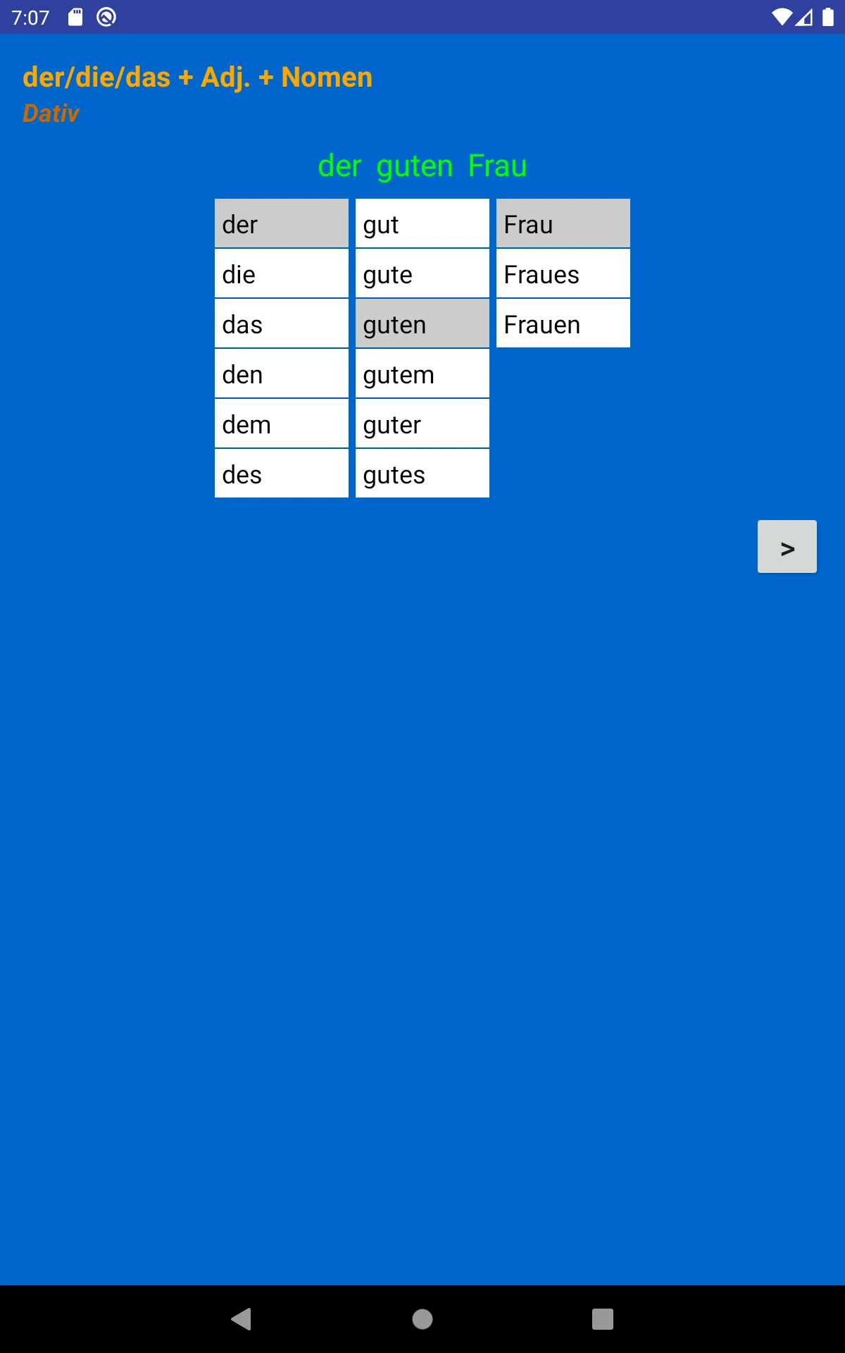 German Adjective Endings | Indus Appstore | Screenshot