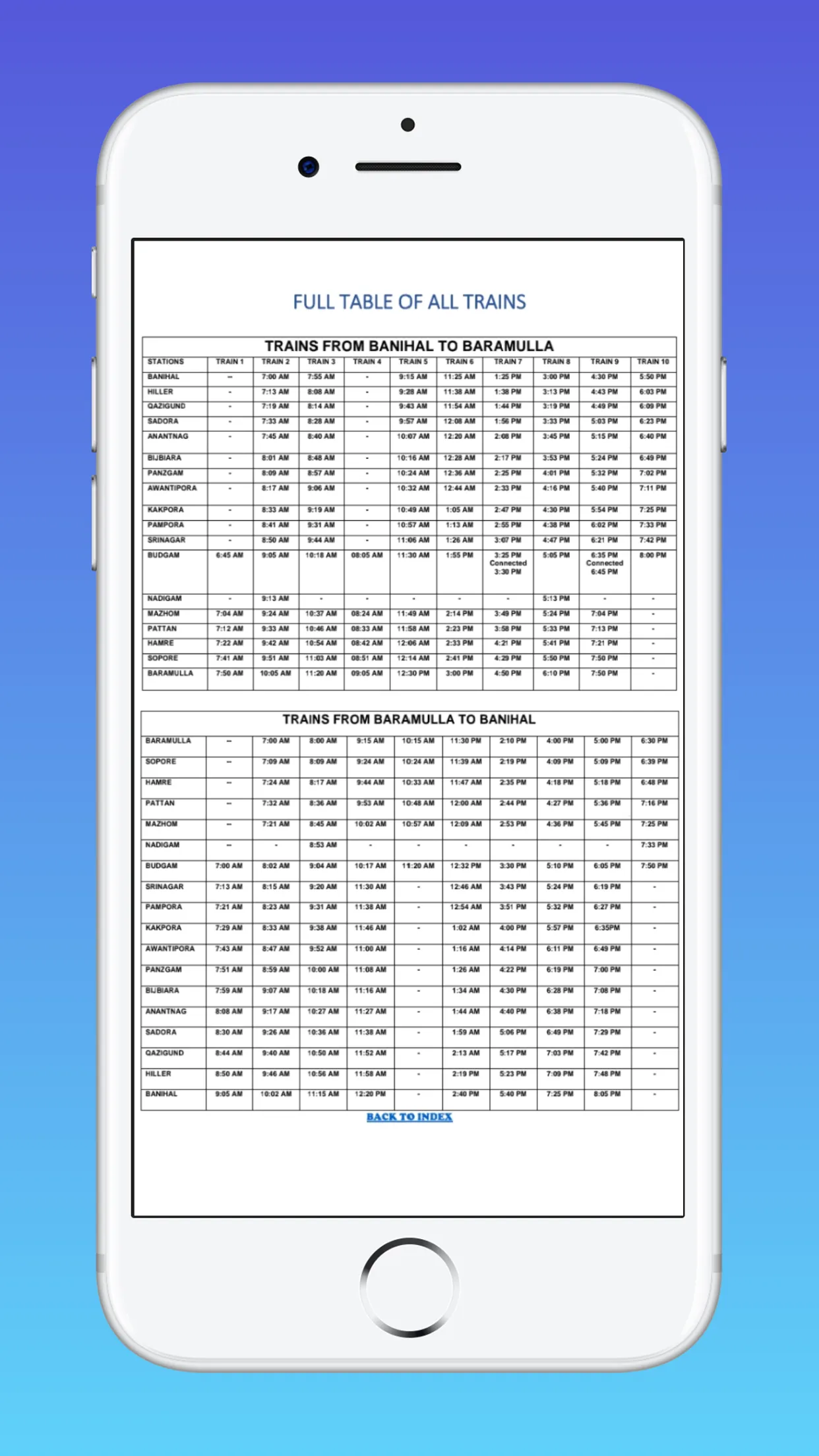 Kashmir Train Timings | Indus Appstore | Screenshot