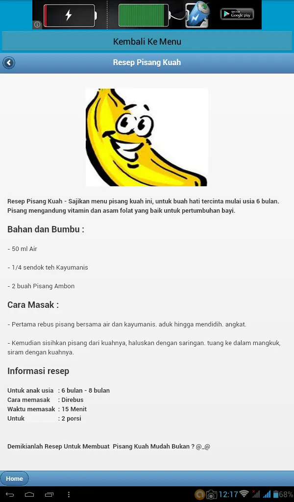 Resep Makanan Bayi Sehat Gizi | Indus Appstore | Screenshot