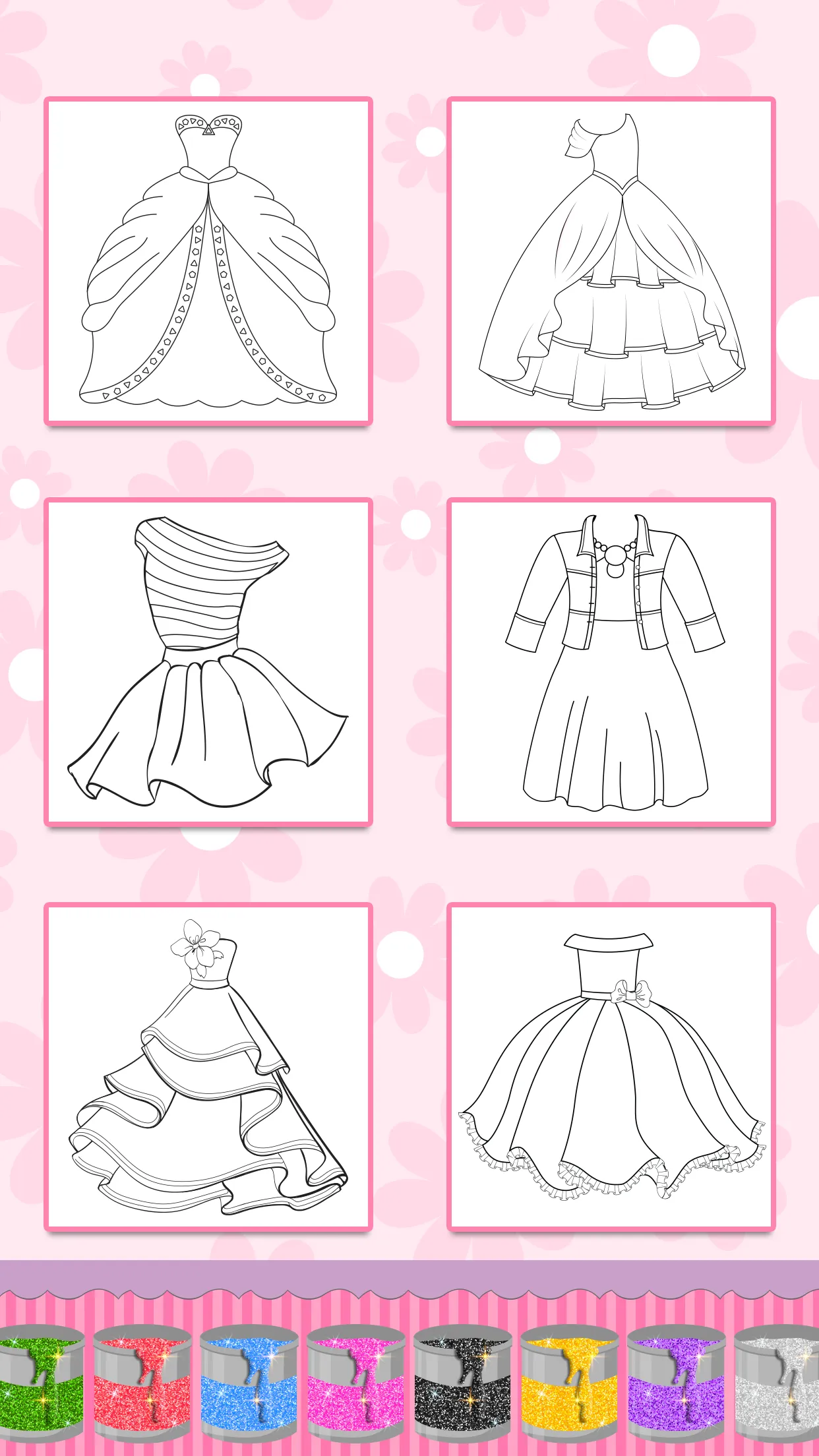 Glitter Coloring Book: Dresses | Indus Appstore | Screenshot