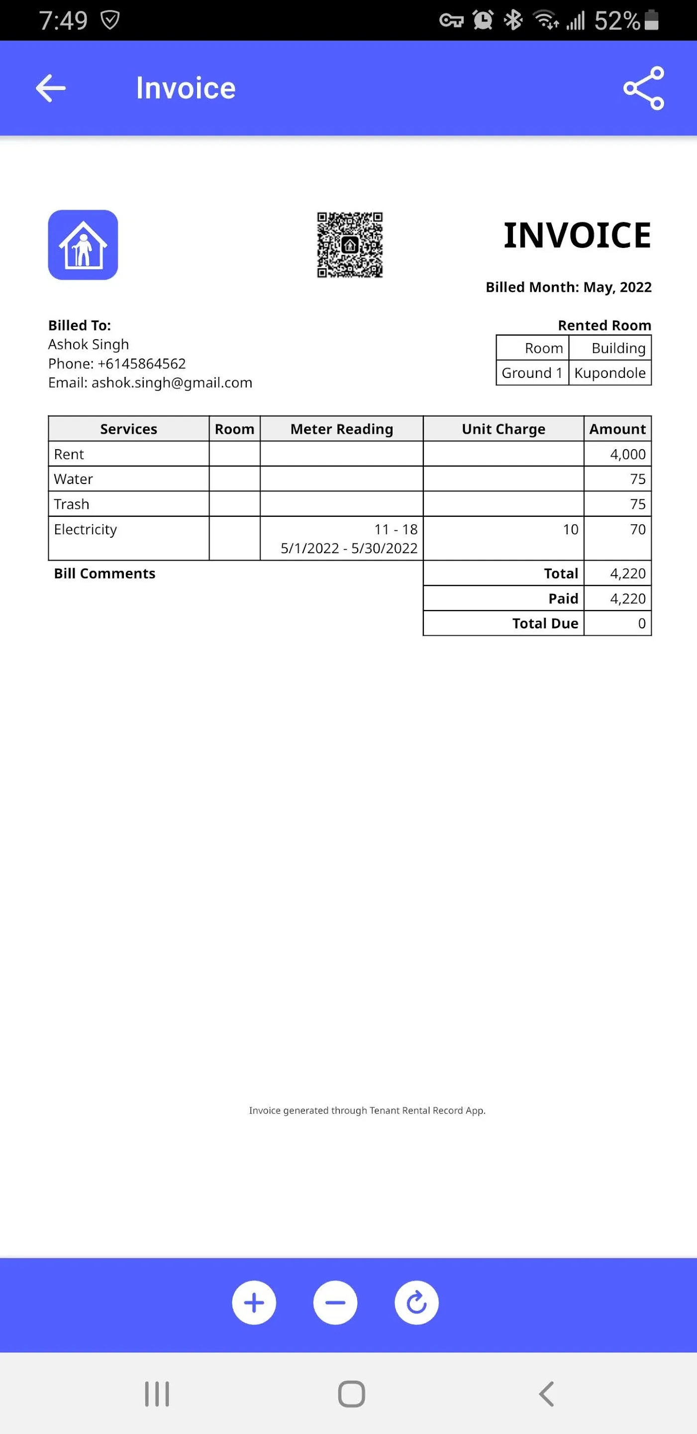 Tenant Rental Record | Indus Appstore | Screenshot