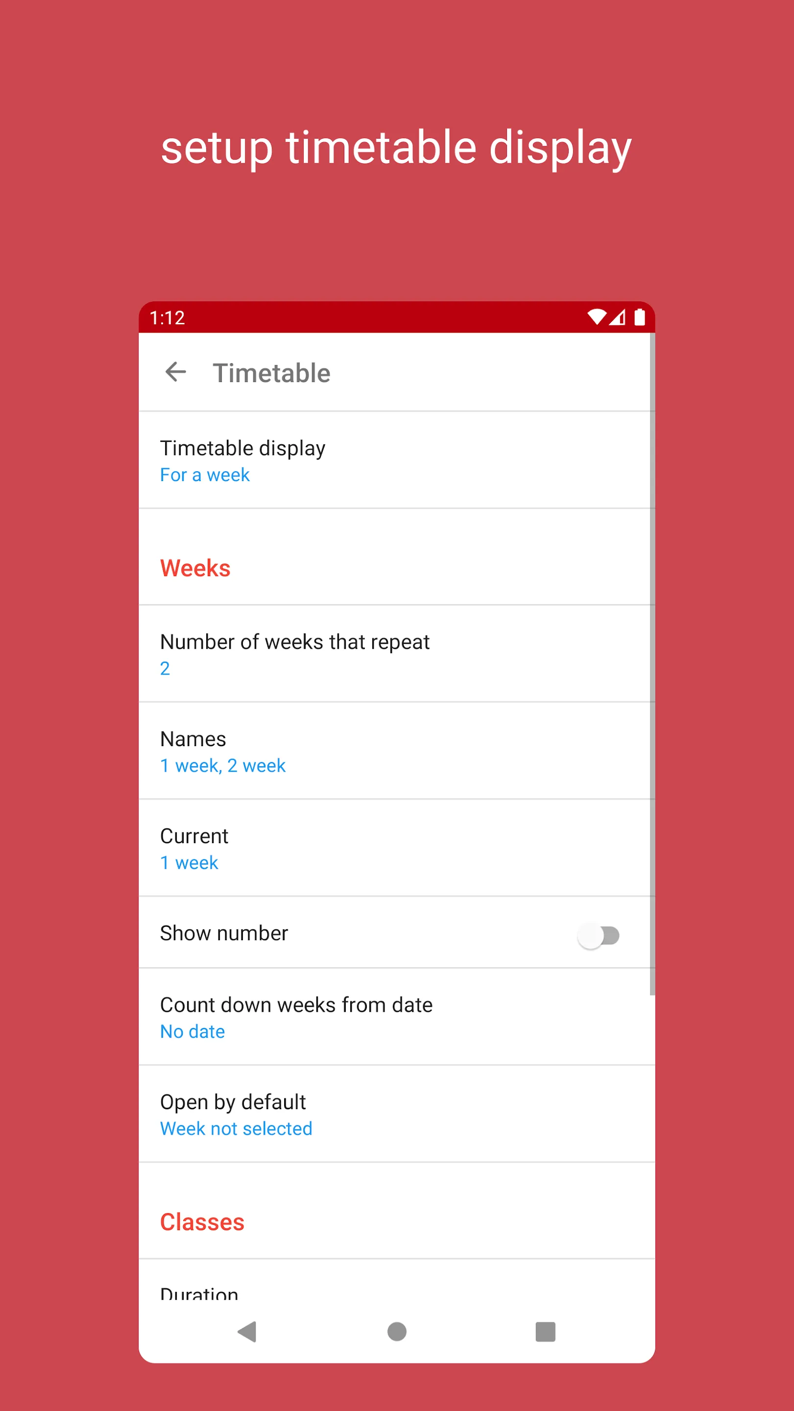 Timetable for students | Indus Appstore | Screenshot