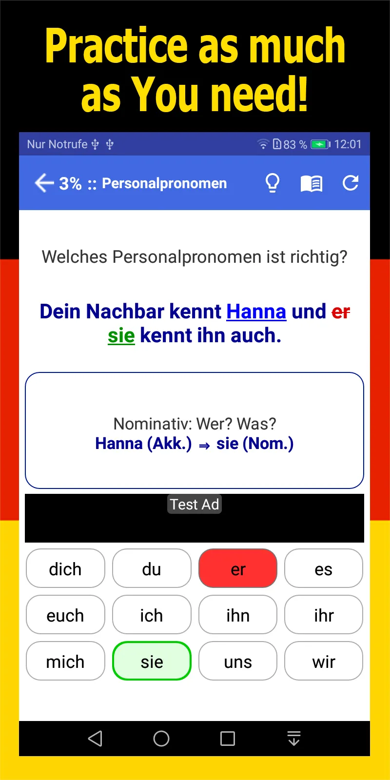 A1 German learning: exercises | Indus Appstore | Screenshot