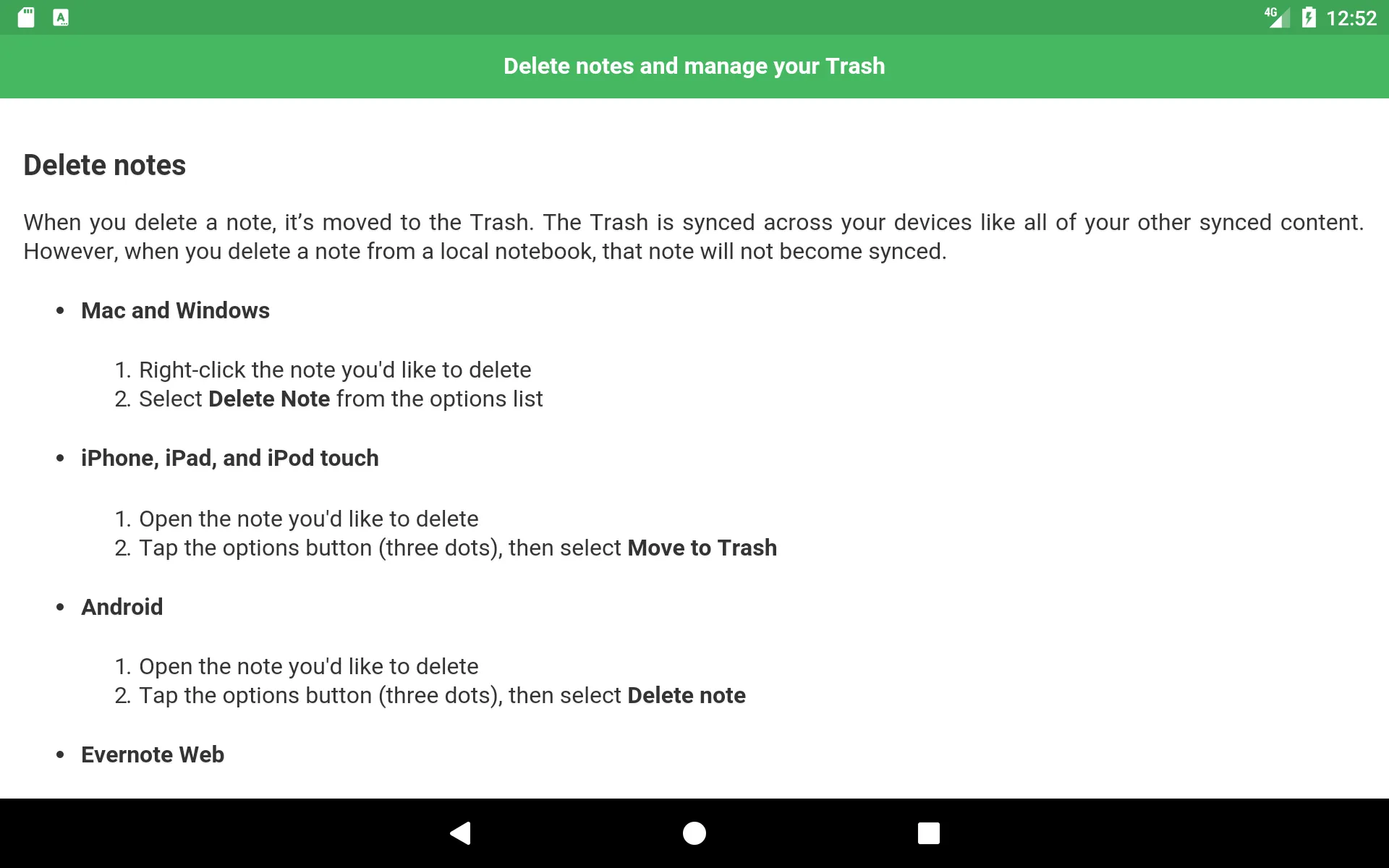 User Guide for Evernote | Indus Appstore | Screenshot