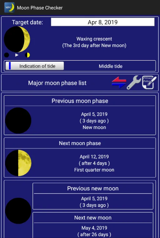 Moon Phase Checker | Indus Appstore | Screenshot