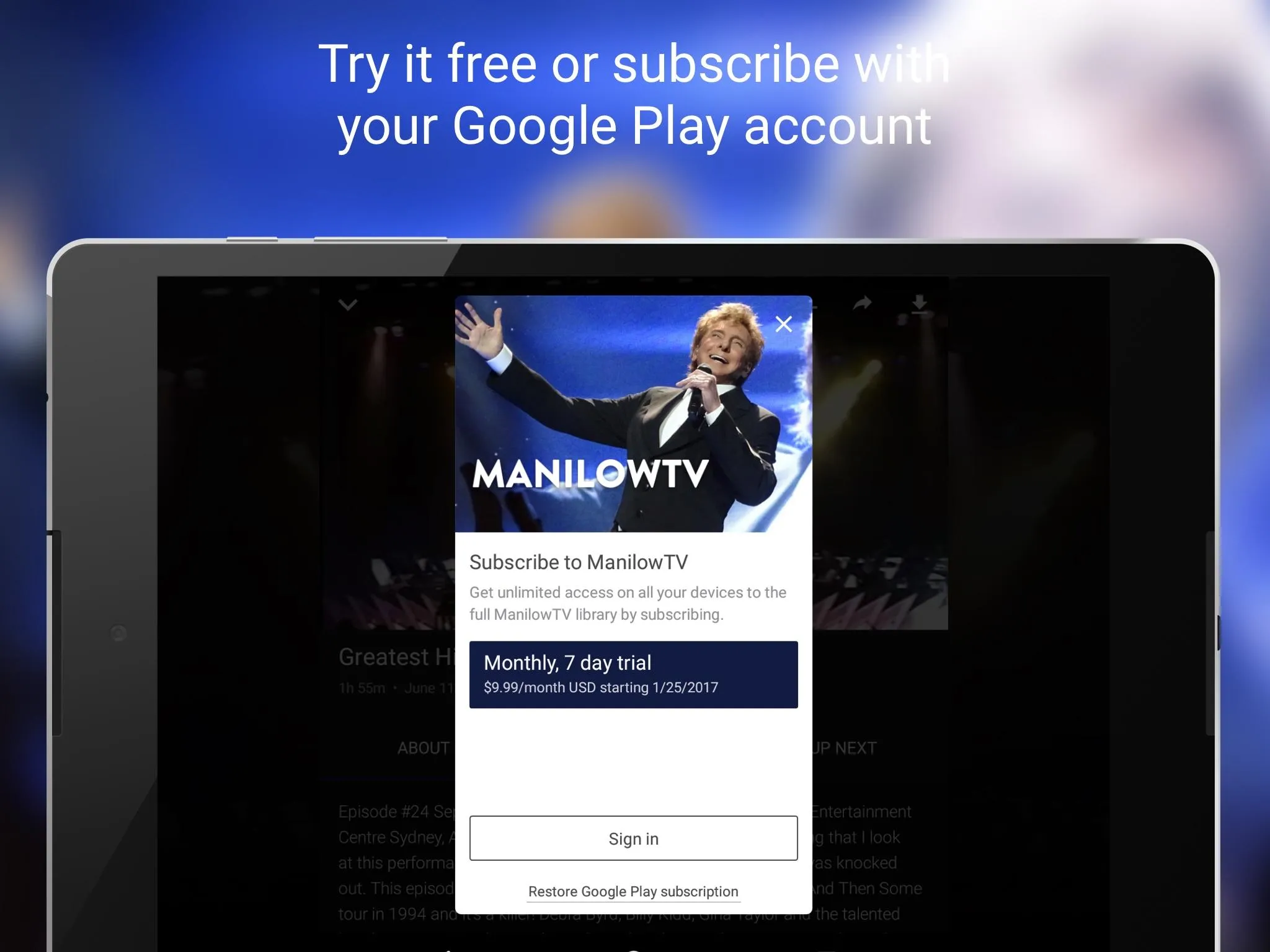 ManilowTV | Indus Appstore | Screenshot