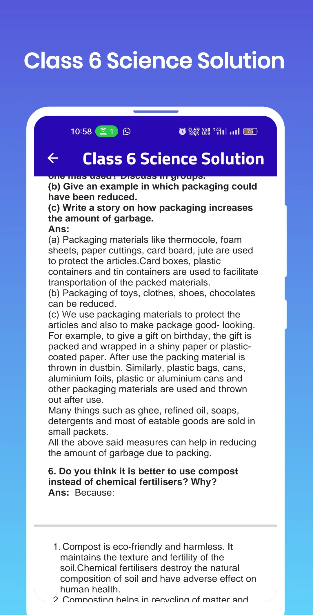 Class 6 Science Solution | Indus Appstore | Screenshot