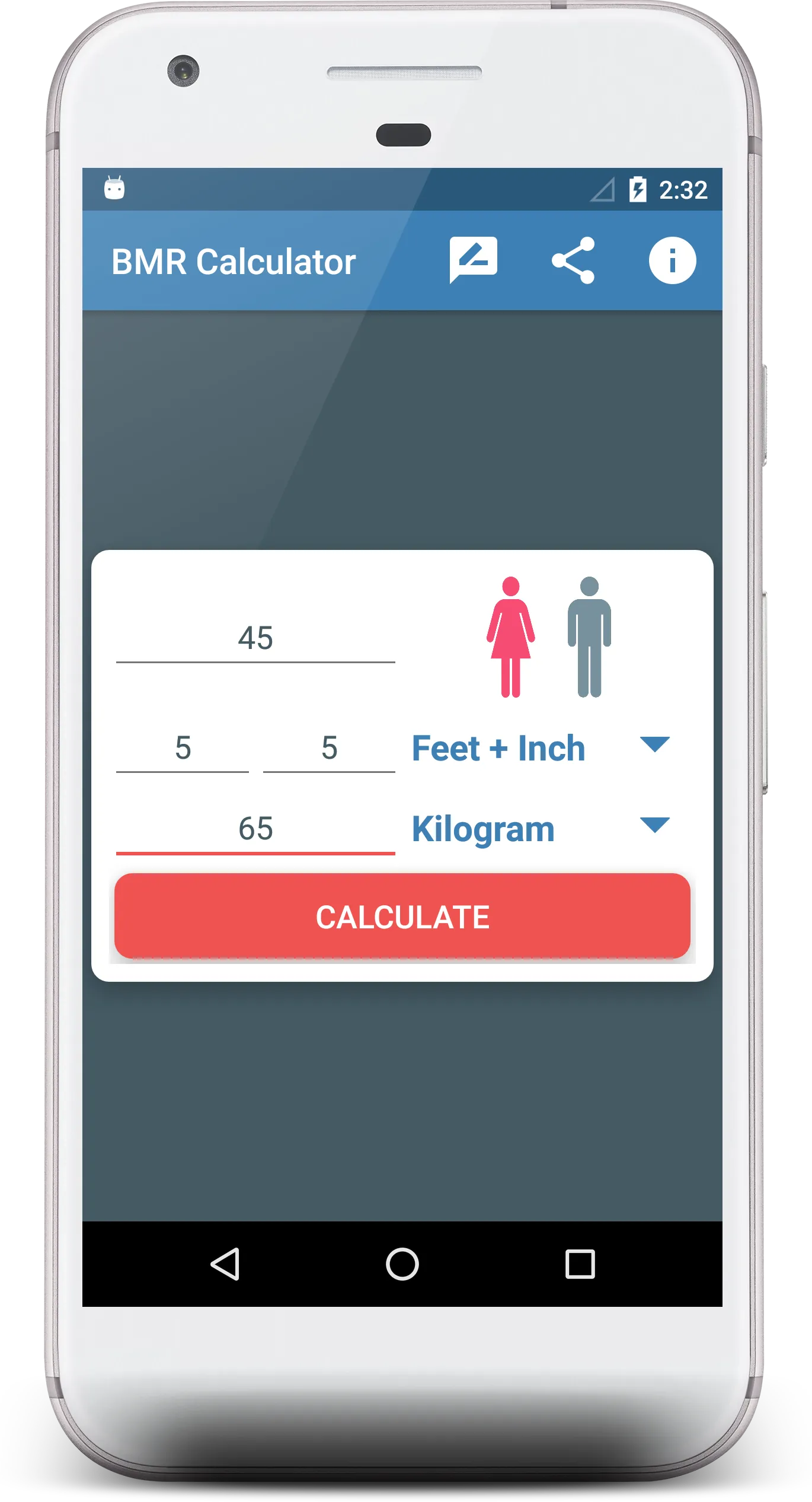 Basal Metabolic Rate Calculato | Indus Appstore | Screenshot