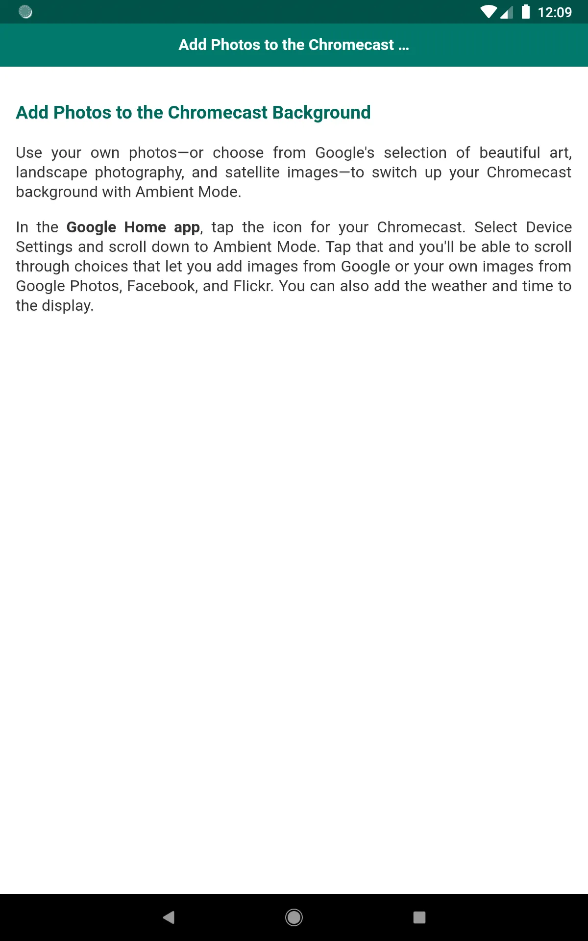 User guide for Chromecast | Indus Appstore | Screenshot