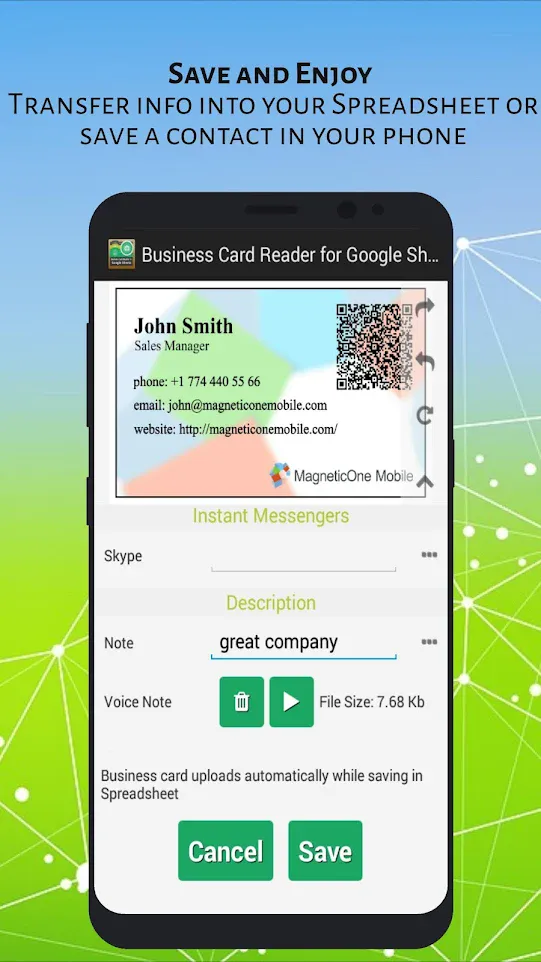 Business Card Scanner for Goog | Indus Appstore | Screenshot