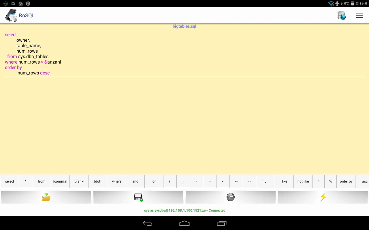 RoSQL -  SQL Client | Indus Appstore | Screenshot