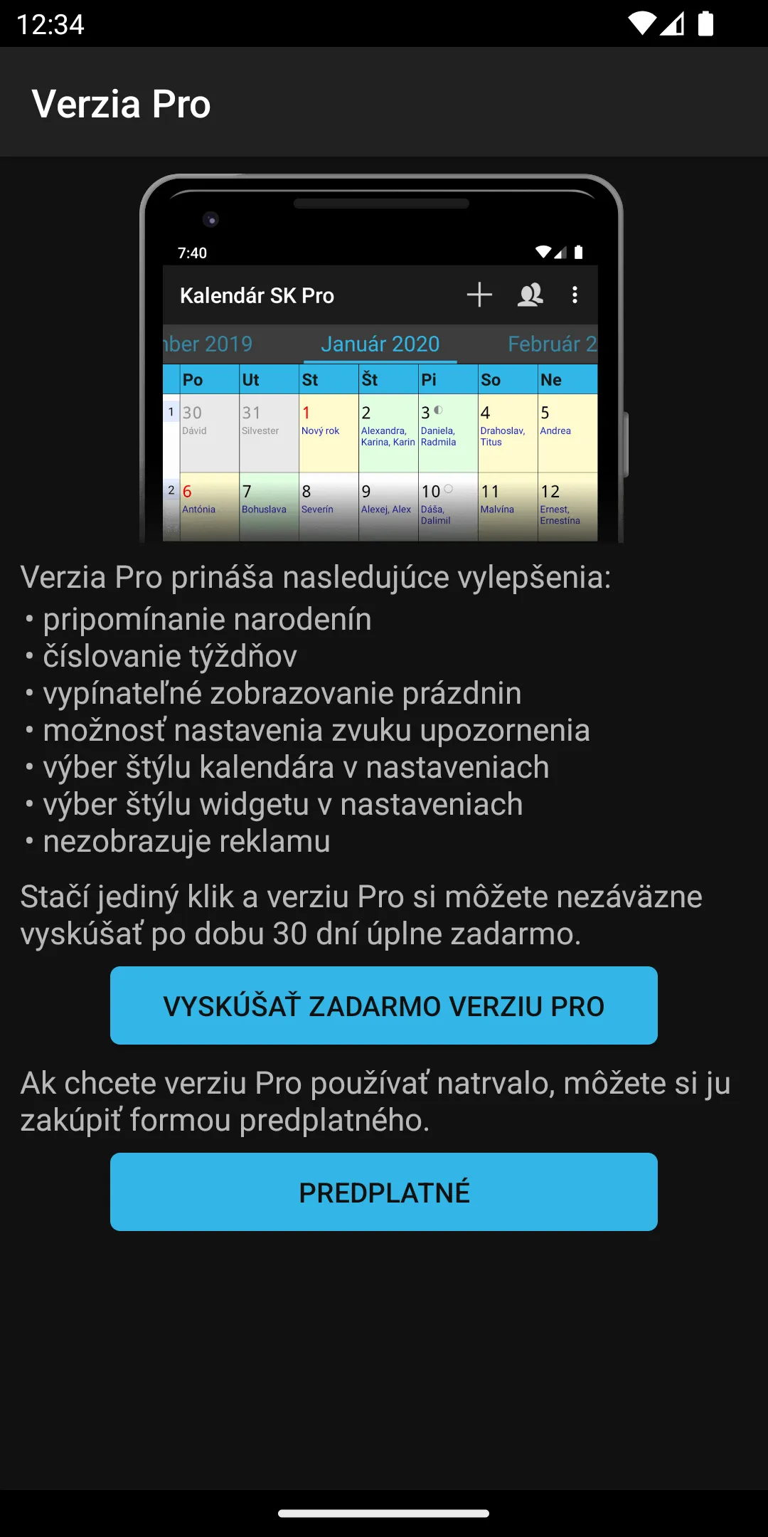 Kalendár SK | Indus Appstore | Screenshot