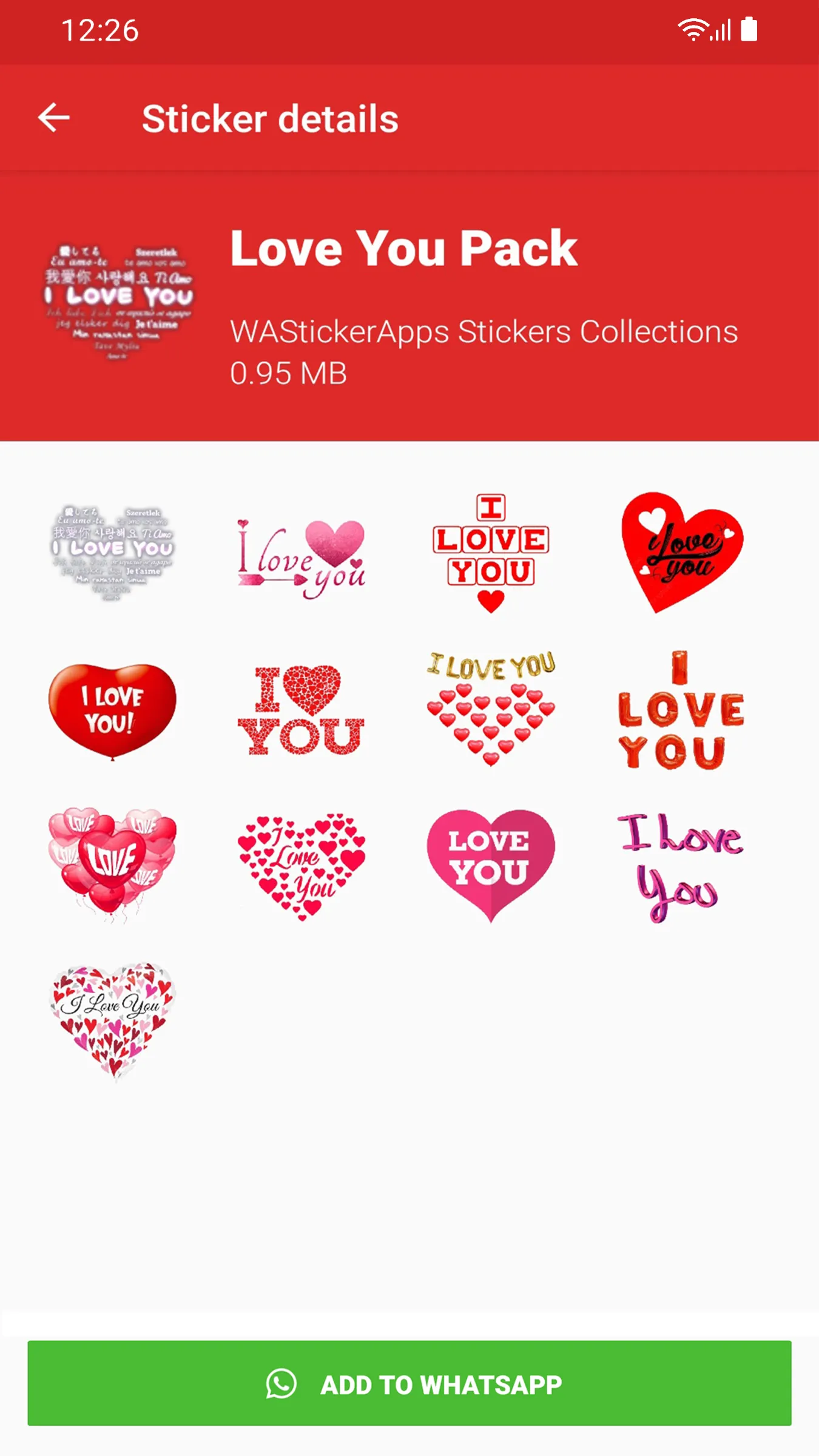 I love You Stickers WASticker | Indus Appstore | Screenshot