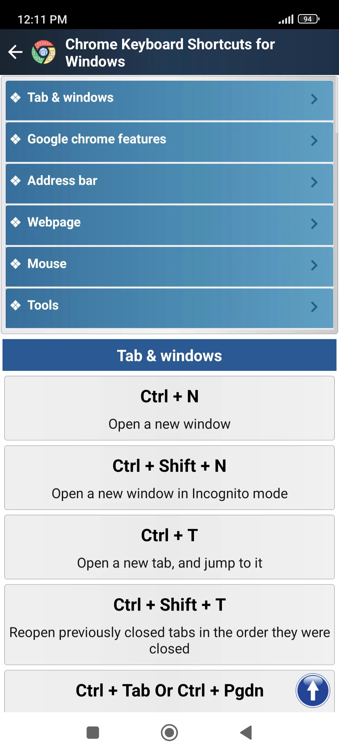 Keyboard Shortcuts all in one | Indus Appstore | Screenshot