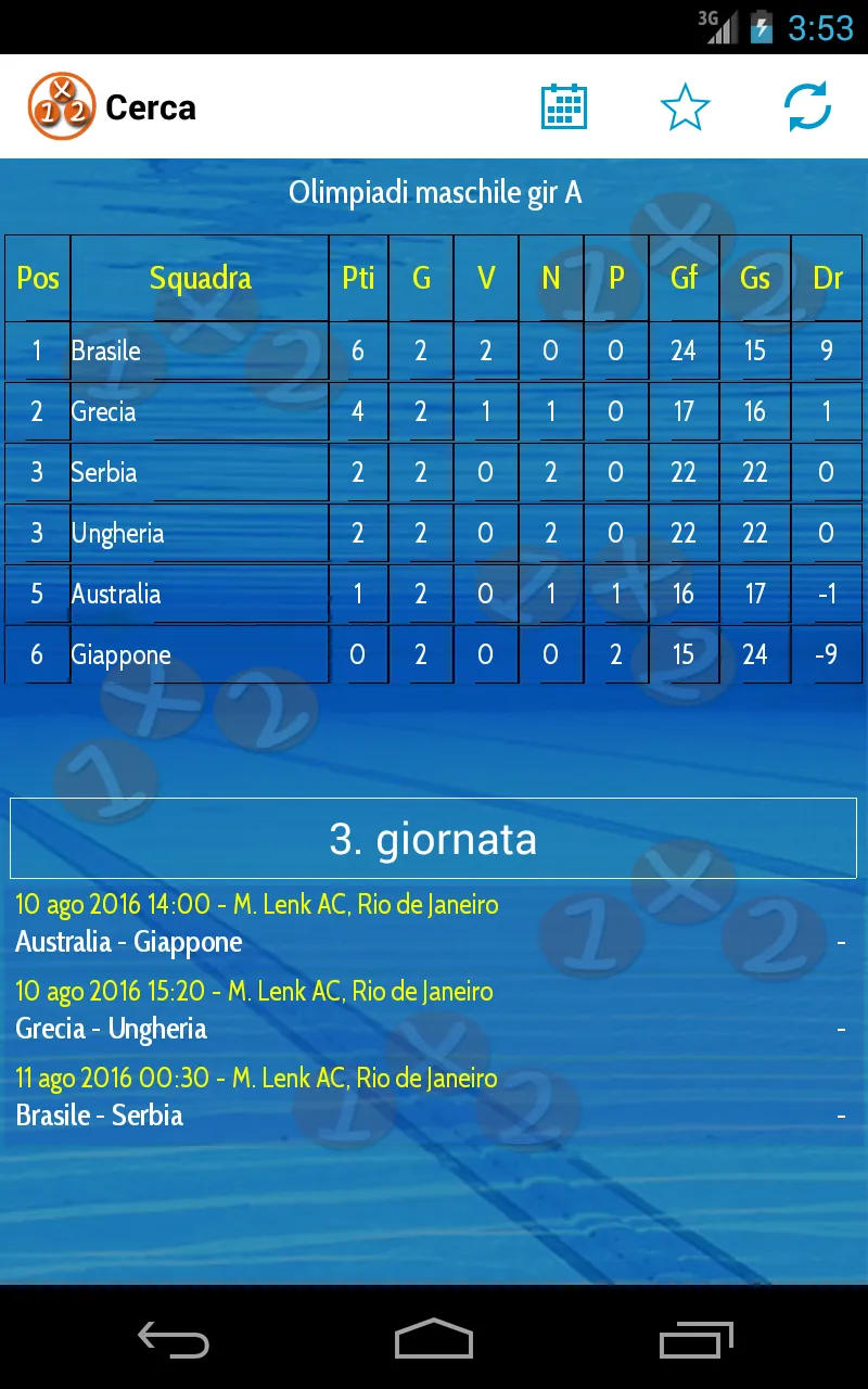 1x2pallanuoto | Indus Appstore | Screenshot