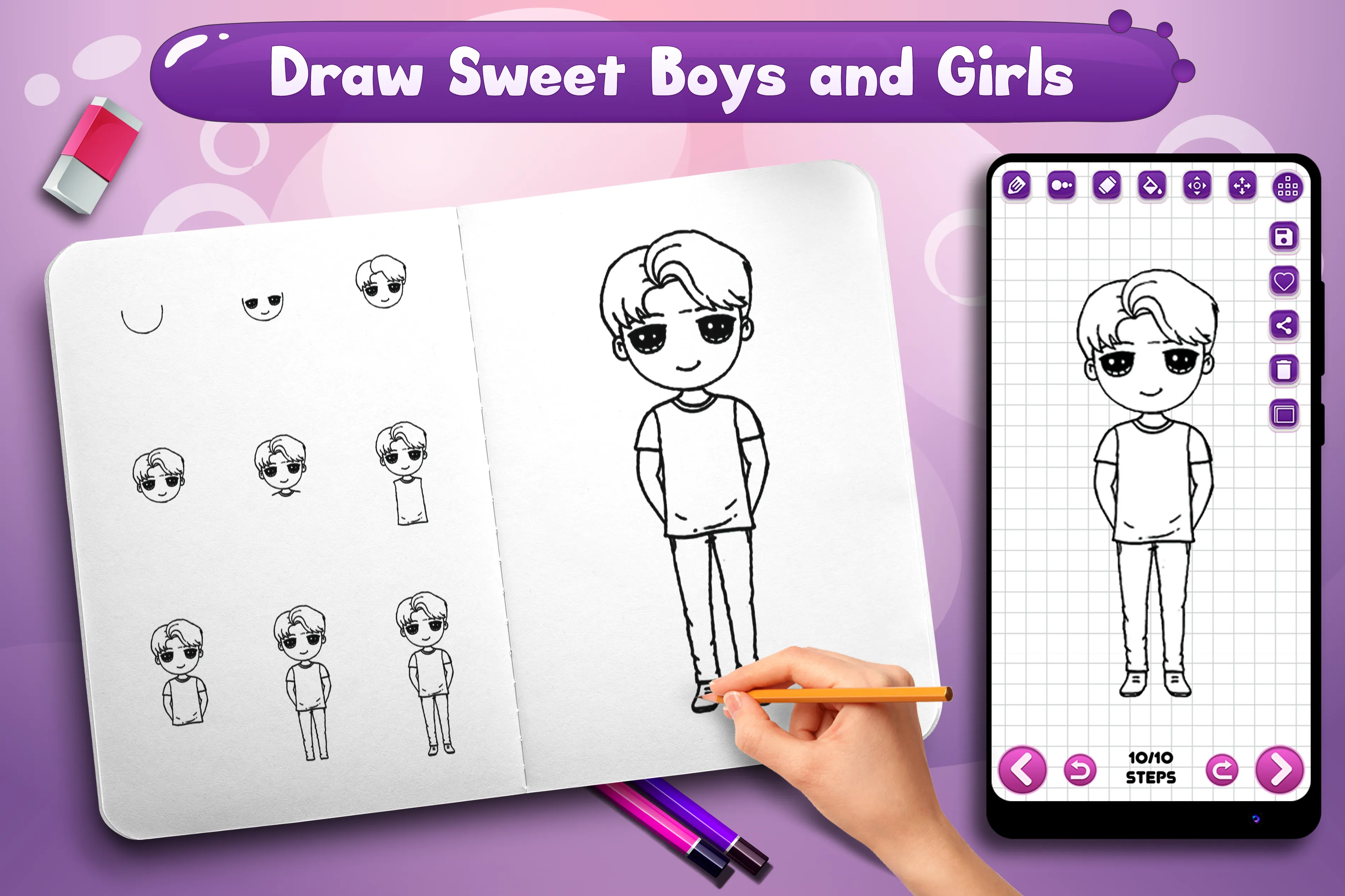 Learn to Draw Cute Girls Boys | Indus Appstore | Screenshot