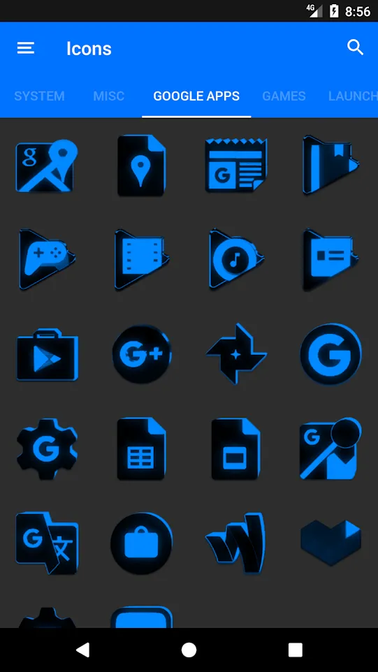 Flat Black and Blue Icon Pack | Indus Appstore | Screenshot