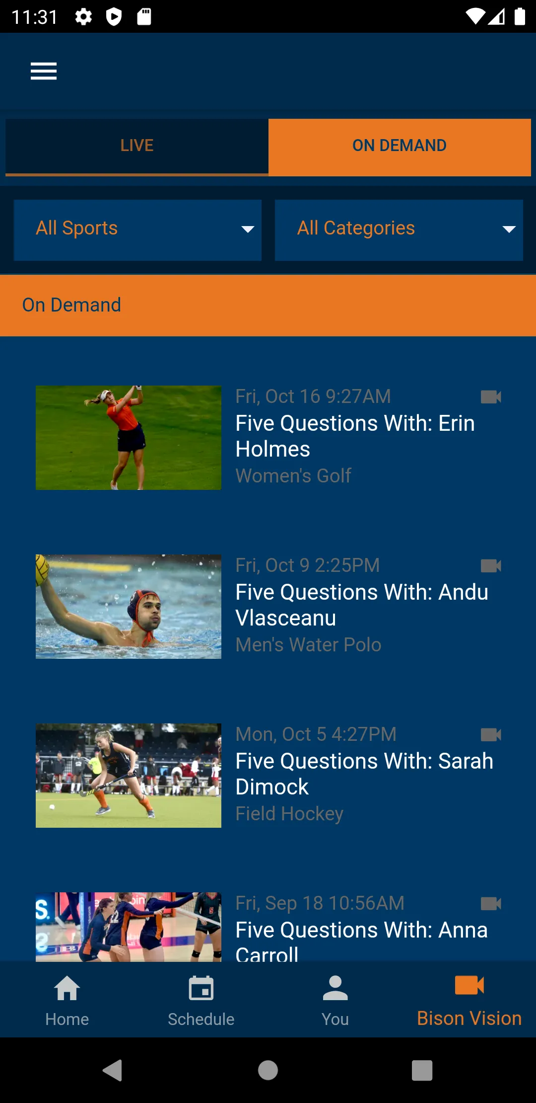 Bucknell Athletics | Indus Appstore | Screenshot