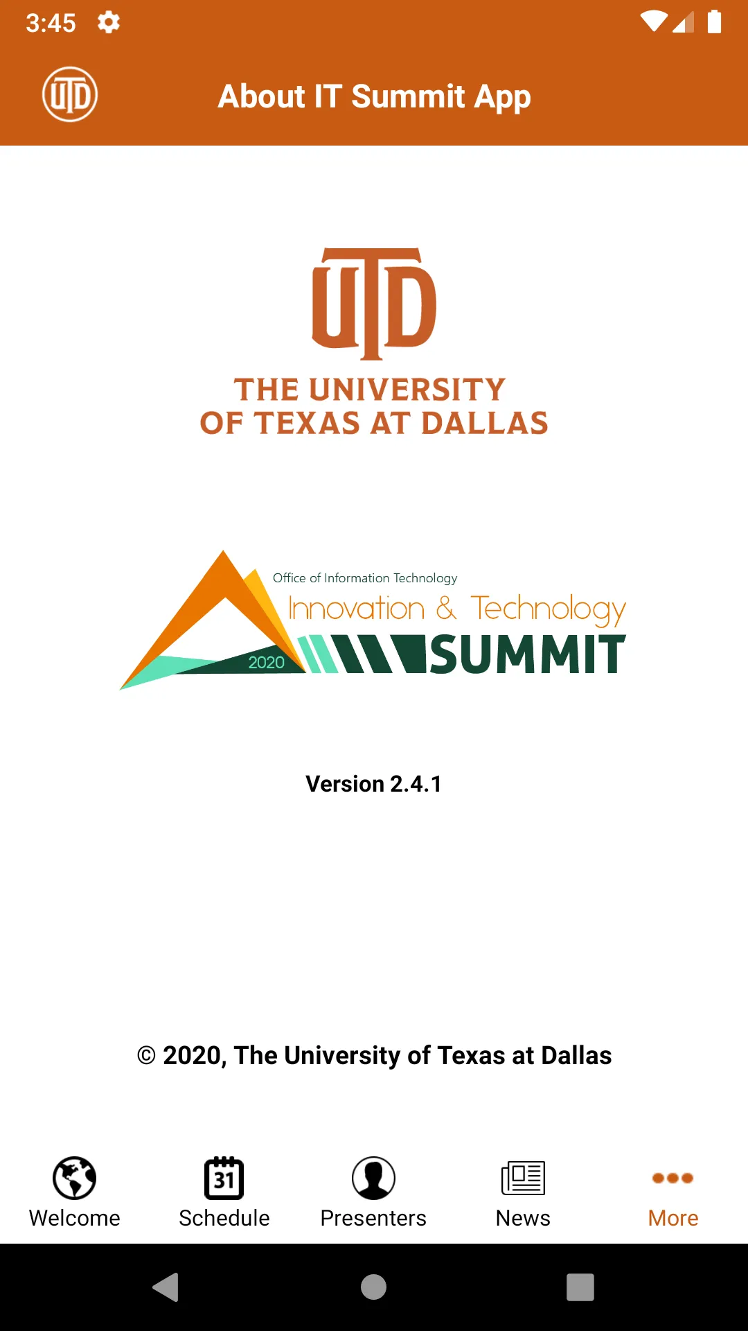 UTDallas IT Summit | Indus Appstore | Screenshot