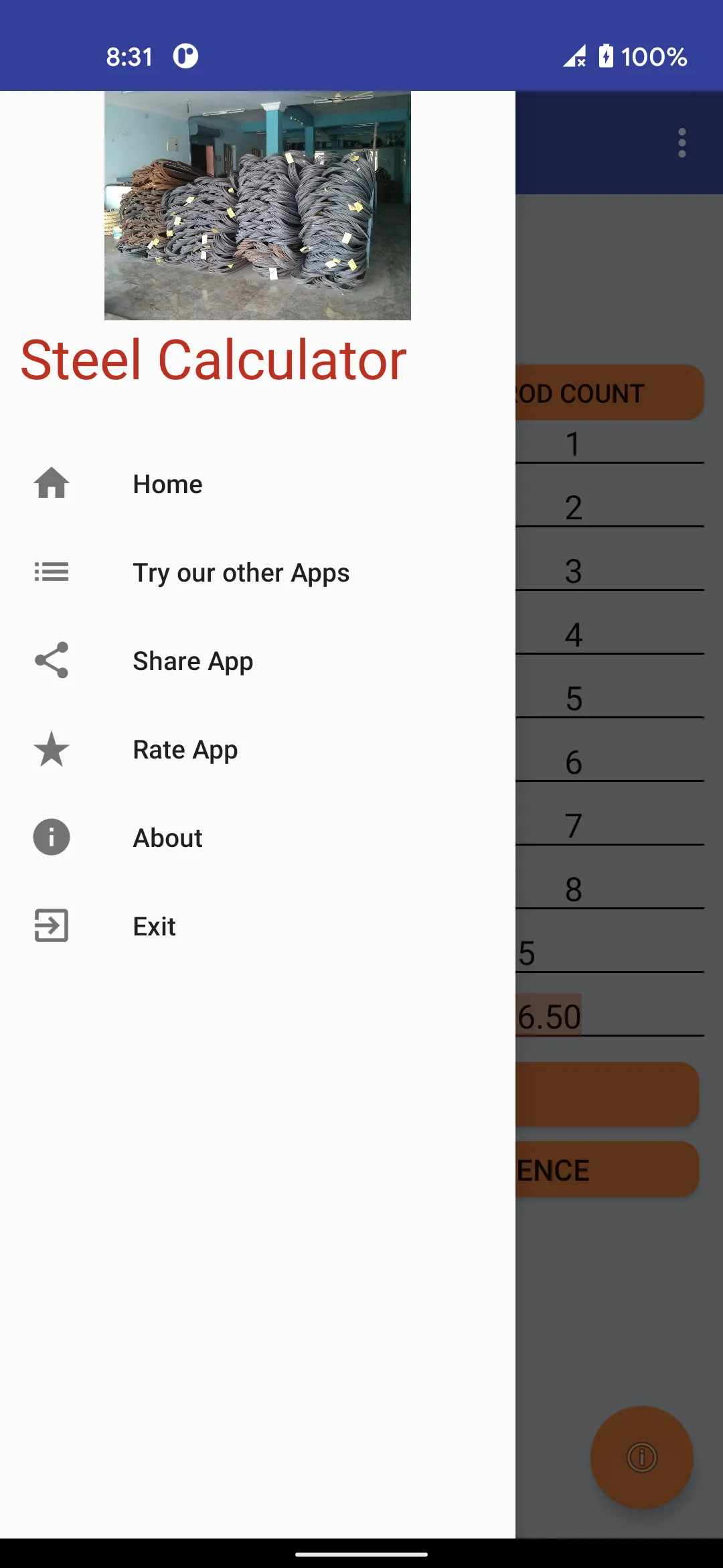 TMT Rebar Steel calculator | Indus Appstore | Screenshot