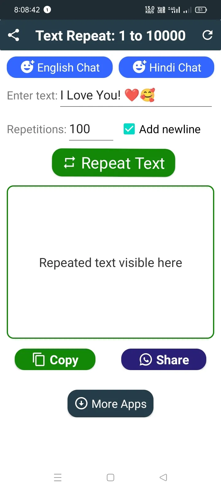 Text Repeater: Repeat Text 10K | Indus Appstore | Screenshot