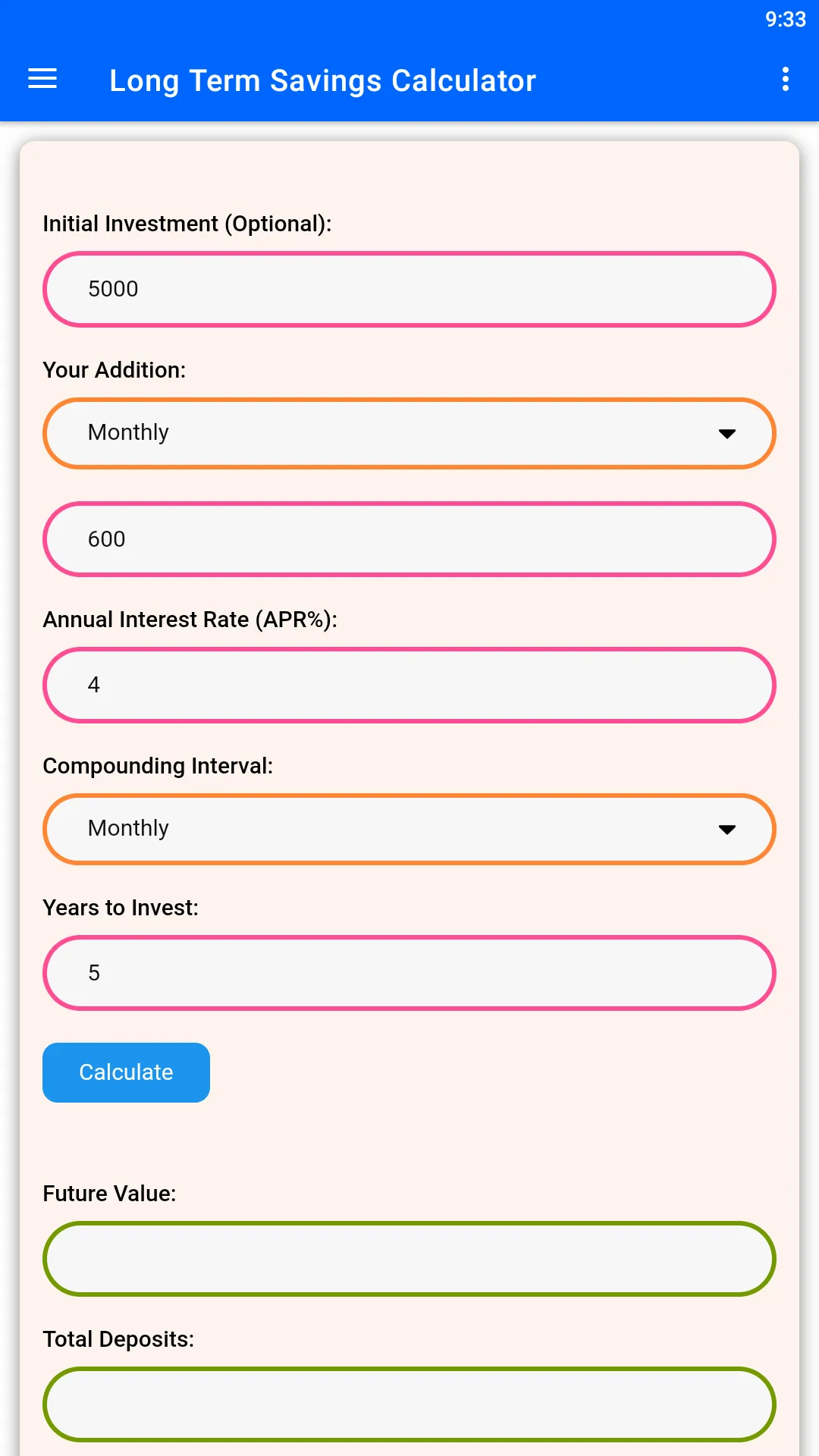 Long Term Savings Calculator | Indus Appstore | Screenshot