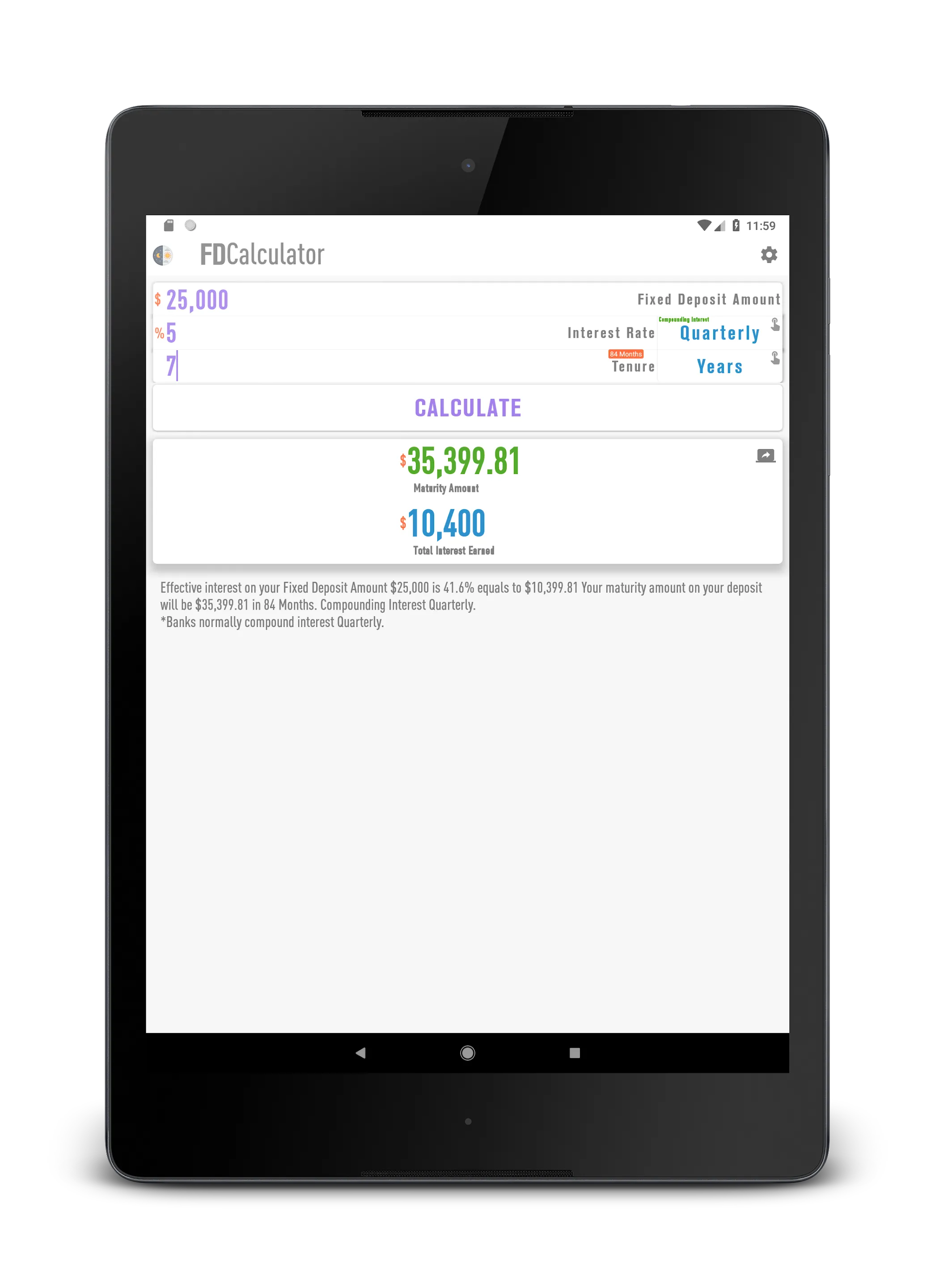 FD Deposit Calculator | Indus Appstore | Screenshot